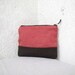 Linen and leather, clutch purse, cosmetic bag, make up bag, vintage upcycled leather bottom