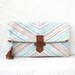 Fold over Clutch Purse - Pastel Chevron - linen and leather - stripes