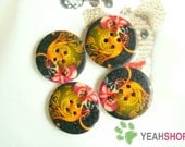 Floral Wooden Buttons - 30mm - 5 PCS (WBT30-11)