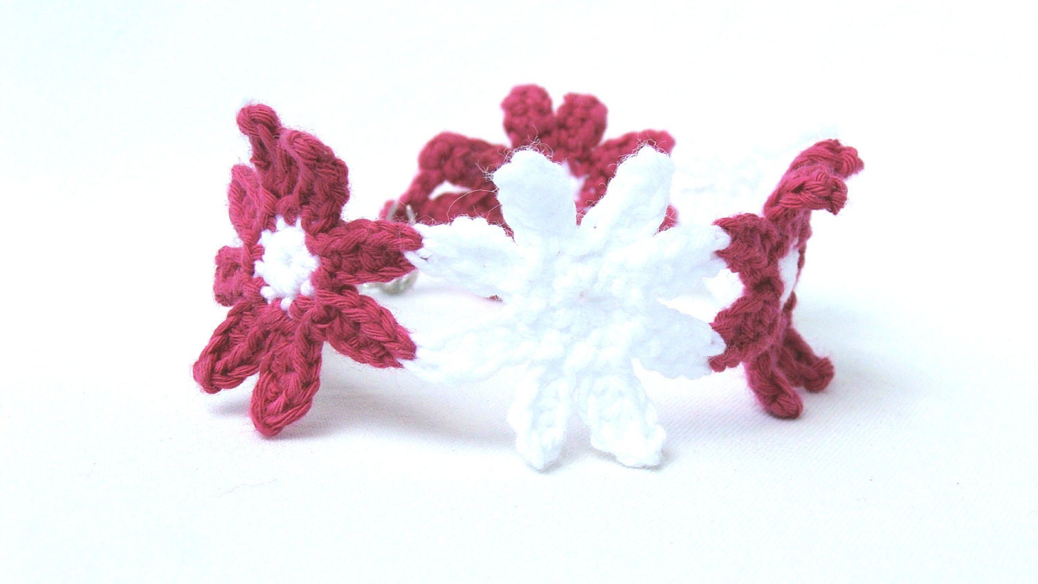 Crochet anklet bracelet flowers barefoot jewelry