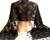 women shawl, scarf, chocolate brown shawl, neckwarmer, tricot fabric, handmade lace, for her, gift ideas