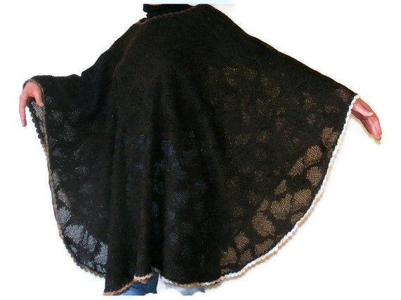 women poncho, women shawl, stole ,handmade lace, brown, for her, gift ideas, women fashion, clothing
