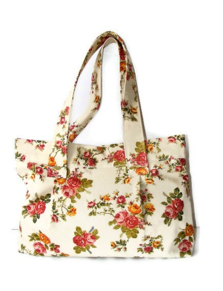 Hobo Tote Bag orange,pink and green Floral shoulder bag,women fashion,everyday bag,gift ideas,for her,mothers day gift,spring trends,summer - seno