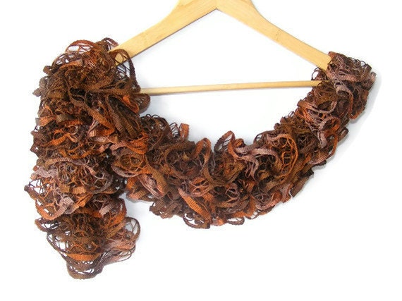 women Hand Knit Ruffled Scarf, women accessories, gifts idea, for her, fashion, long scarf