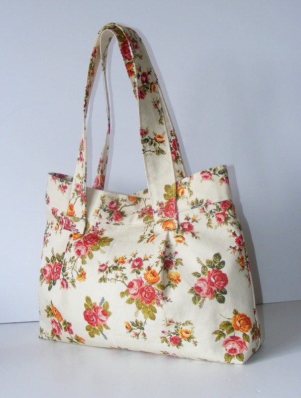 women bag, Hobo Tote Bag orange , pink and green Floral shoulder bag , fashion, everyday bag, gift ideas, for her, spring trends, summer