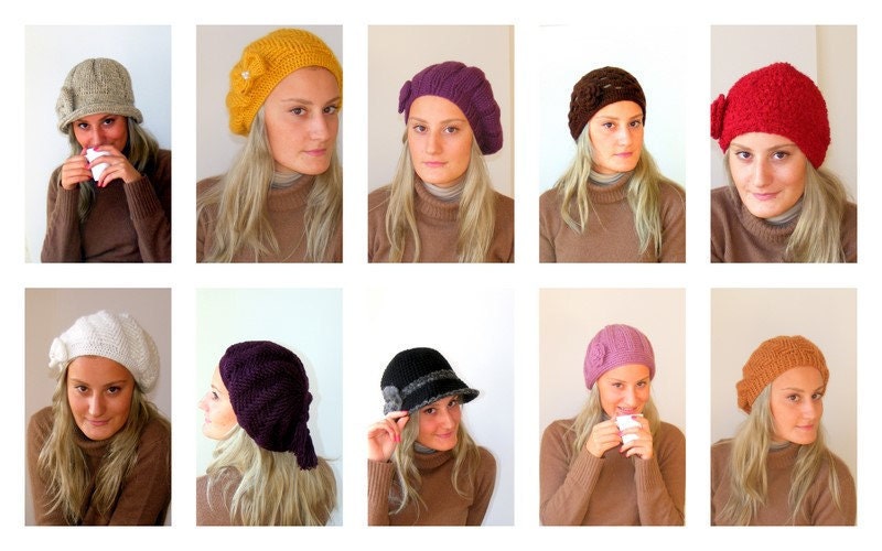 Knitted purple payette Hat, women hat, knitting Hat, Knitted Slouch beret , cap, women, beanie, winter, ski, fashion
