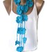 Crochet Blue Flower women Lariat Scarf, Fashion Flower Scarves, Necklace, crocheted scarves