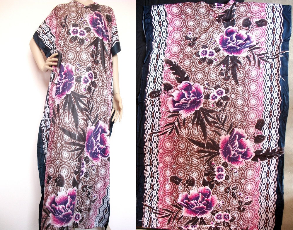 Women Long Tunic Batik Kaftan Caftan Floral Plus Size Dress Sleepwear M L XL 2X 3X