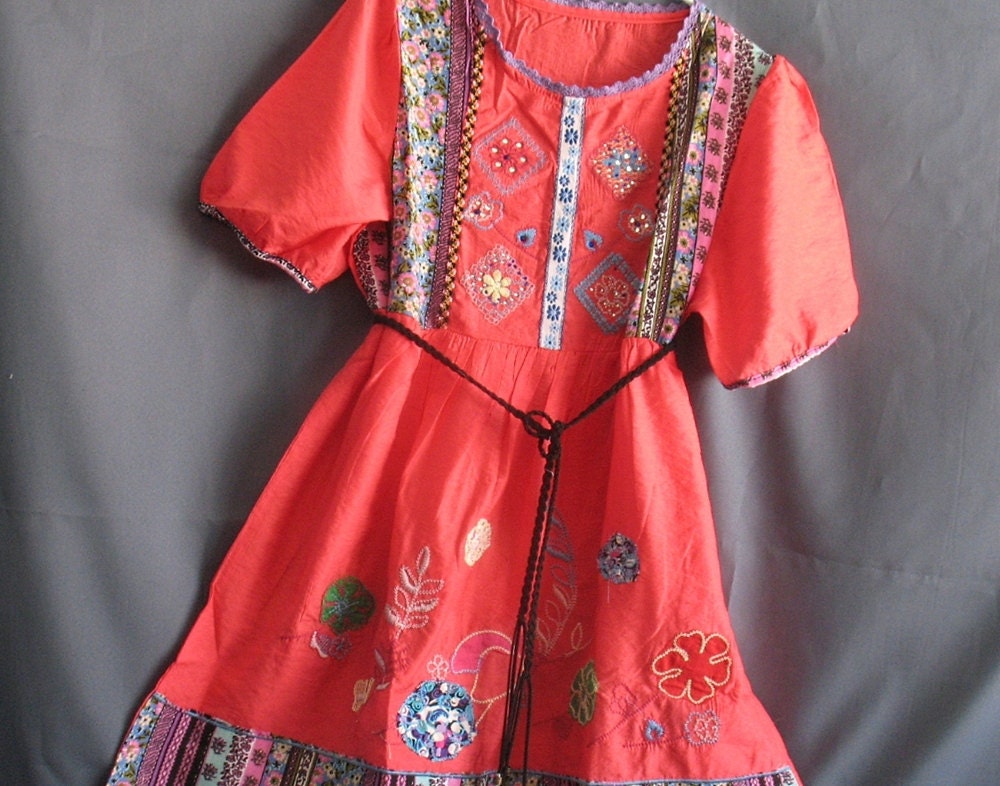 Hippie Short Dress/ Tunic Dress Women Tank Top Costume Shirt Blouse Floral Kaftan Caftan