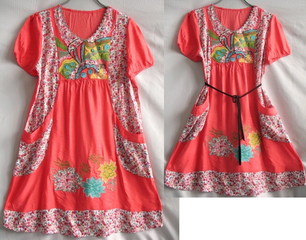 Xmas Gifts Pink Women Blouse with Pockets Floral Ladies Shirt Caftan Maternity Tunic Hippie Top