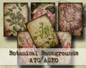 Botanical Backgrounds ATC/ACEO - Digital Collage Sheet (ATC14)
