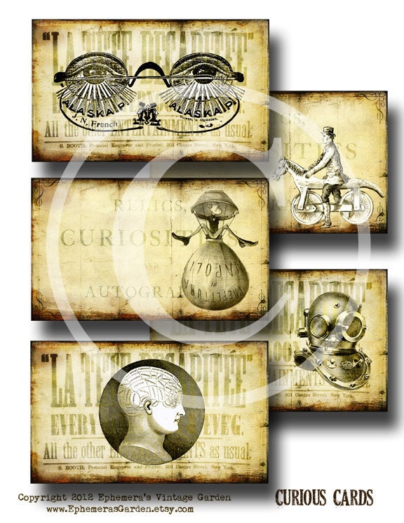Steampunk Oddities - Printable Hang Tags or Journaling Cards