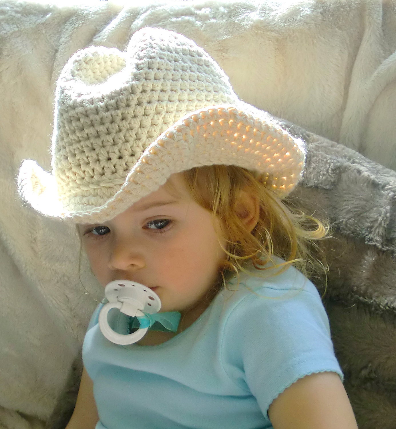 Handmade Crochet  Pure Cotton Baby or Toddler Cowboy Hat / UK Seller