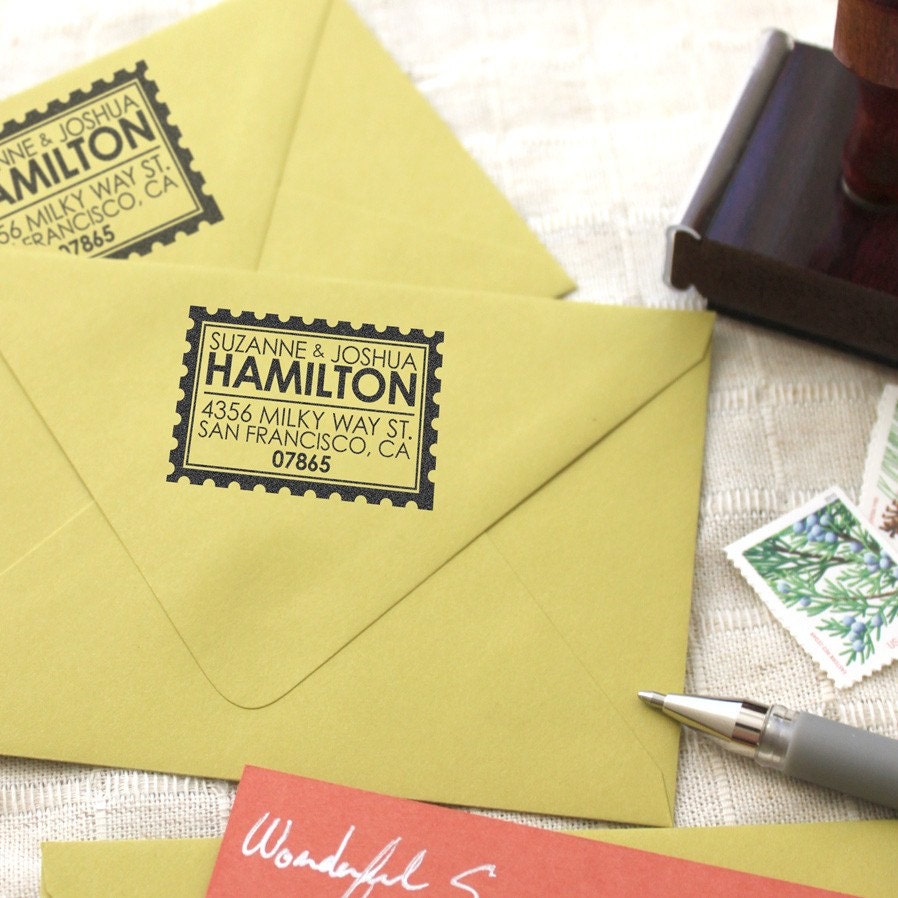 personalized custom wood handle address stamp - POSTAGE STAMP DESIGN
