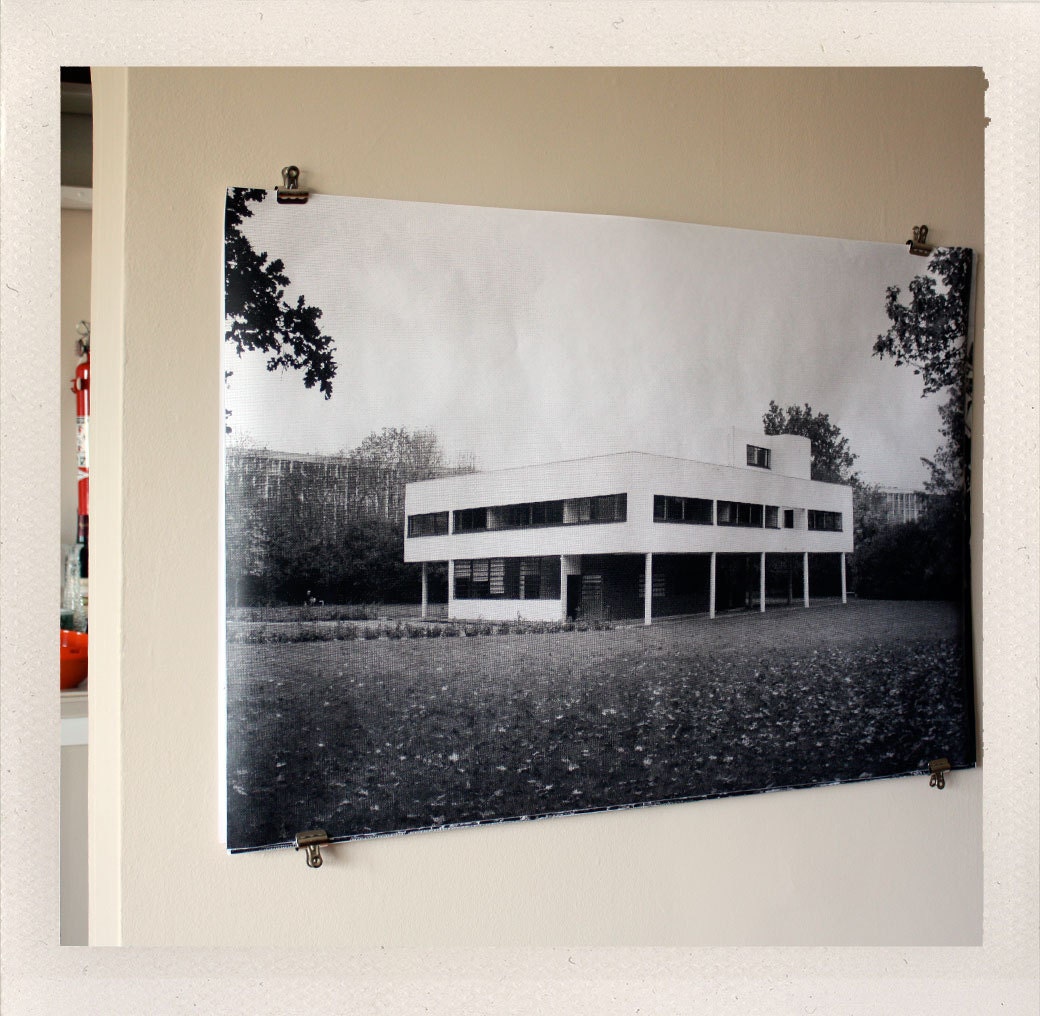 villa savoye / large format halftone print / 24x36 black and white poster