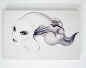 Etherea - Fashion Illustration - Fine Canvas Print - Black and White - Digital - Girl portrait
