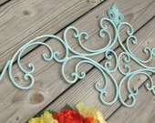 Large Ivory/Robin's Egg Blue Distressed Wall Scroll-42"