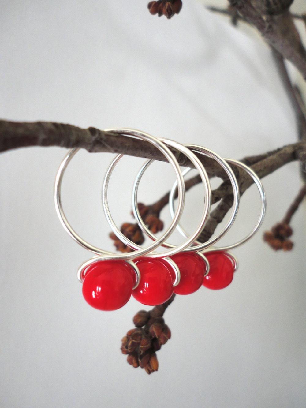 Cherry - Handmade Snag Free Knitting Stitch Markers (Extra Large) - Fit up to size 19 US (15.00 mm)