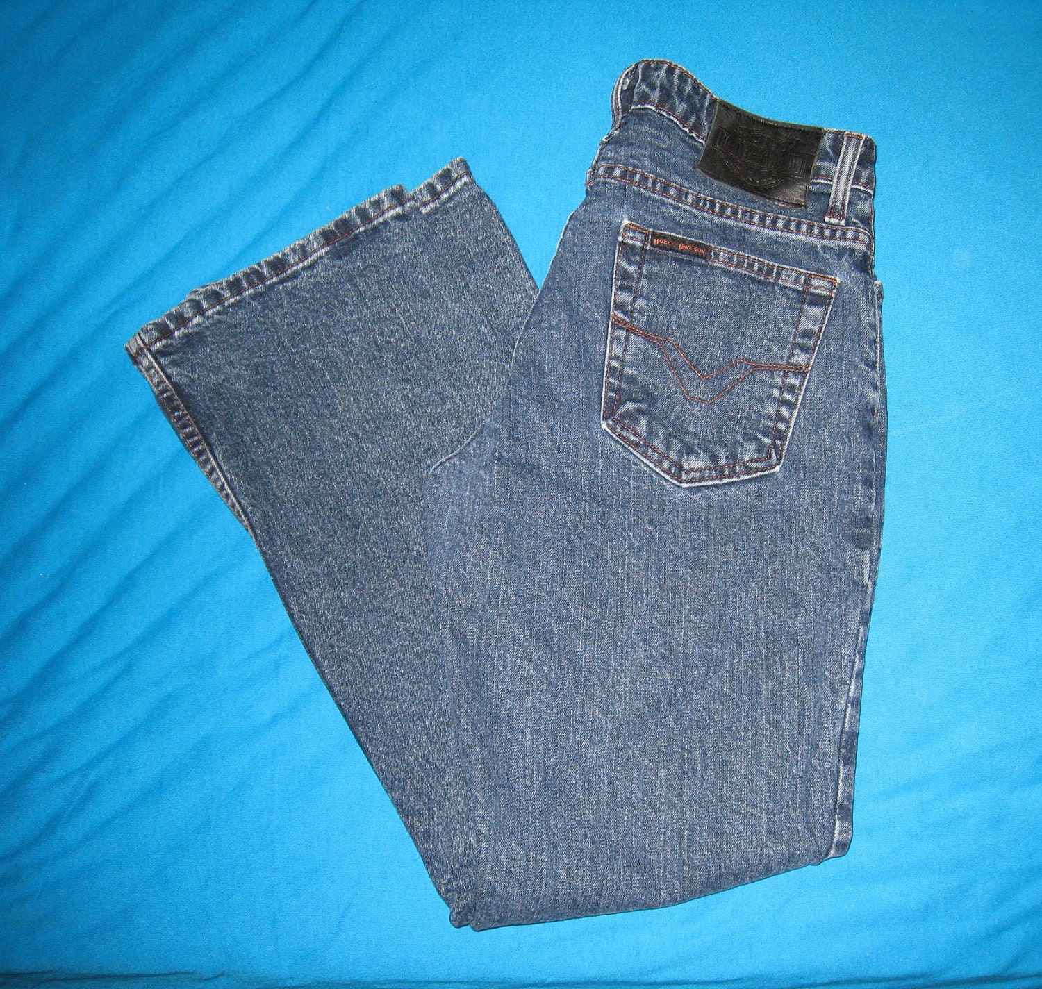 Vintage Harley Davidson 80s/90s Ladies Dark Blue Bootcut Jeans Sz. 6P/ 28 x 29 EUC