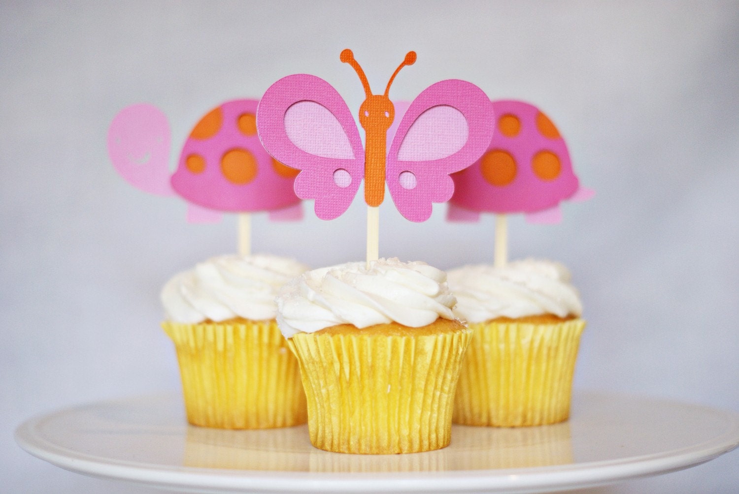 Pink and Orange Turtle & Butterfly Cupcake Toppers Il_170x135