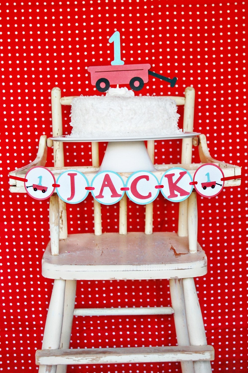 Modern Little Red Wagon First Birthday Party Package
