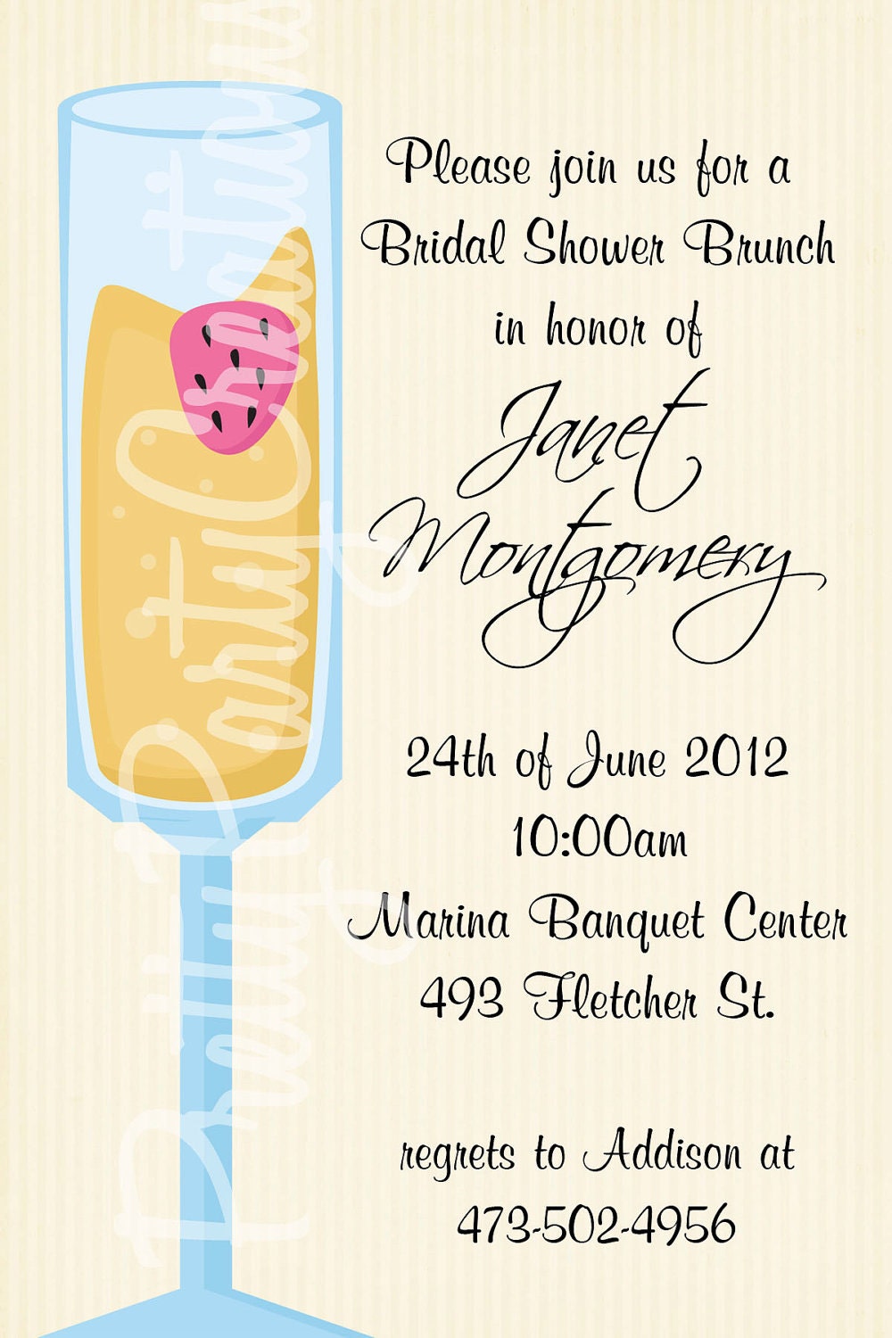 MIMOSA bridal shower brunch invitation - YOU PRINT - 2 to choose other options available