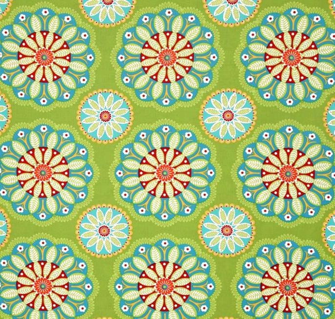 Fabric 32" Piece - Last One Gypsy Bandana DC4612-GREEN Kaleidoscope Mandala Pillow & Maxfield Michael Miller Quilting Sewing