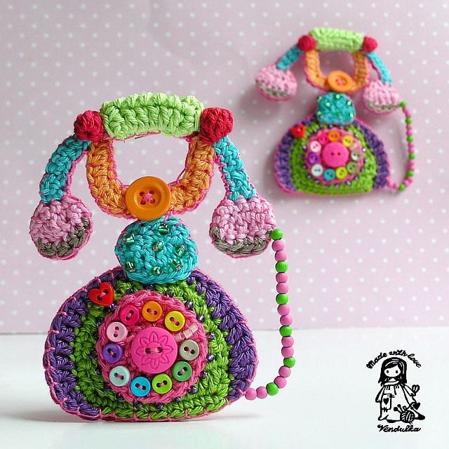 Crochet pattern - Mr. Graham Bell (telephone) brooch