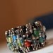 Bead Soup Pinlet. safety pin bracelet, glass beaded, multi color, cuff