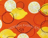 Half Yard Lemons on Orange, Metro Market, Monaluna, Robert Kaufman Fabrics, 100% Cotton Fabric