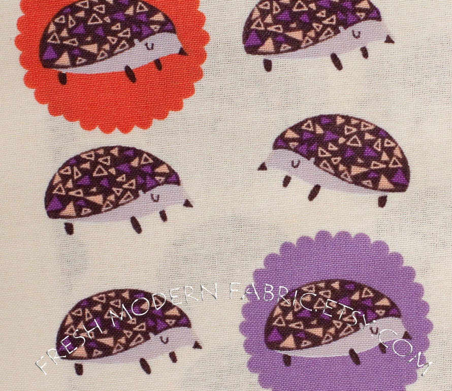 Half Yard Outfoxed Hedgehogs in Cream, Outsmarted Color Story, Lizzy House for Andover Fabrics, 100% Cotton Fabric