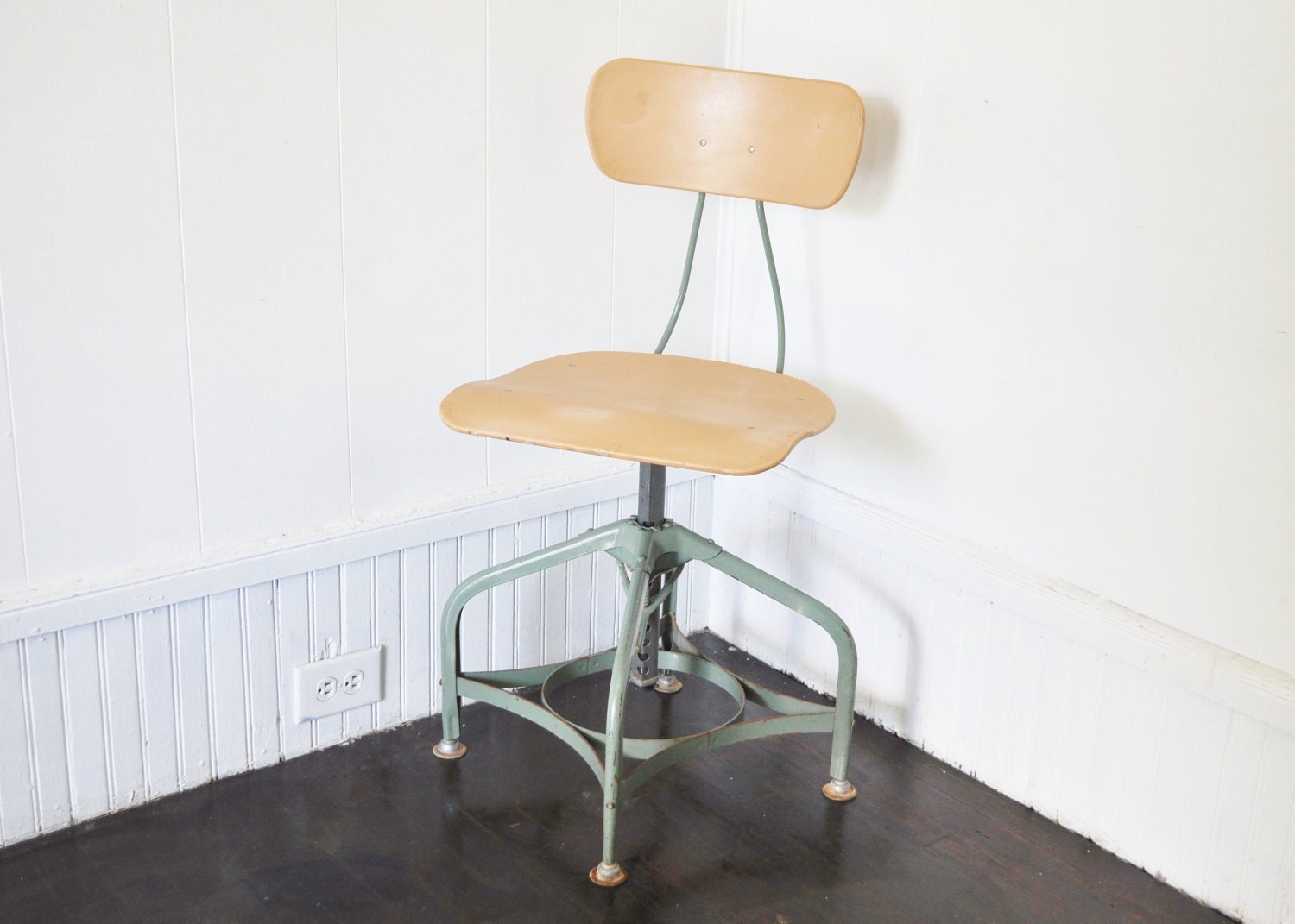 Mid-Century Industrial Swivel Desk Chair or Drafting Stool