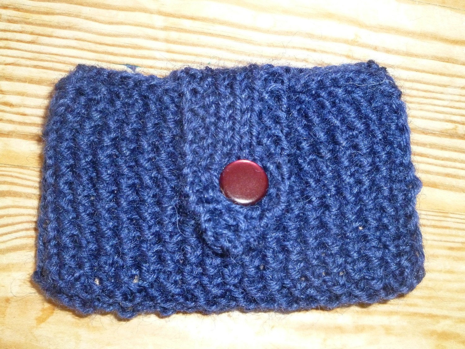 Dark Blue Seed Stitch Card Wallet