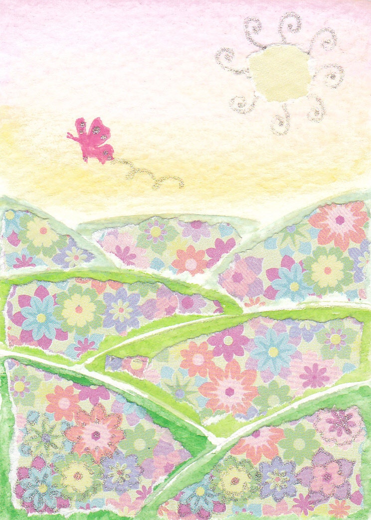 ACEO - mixed media - Little landscape with butterfly