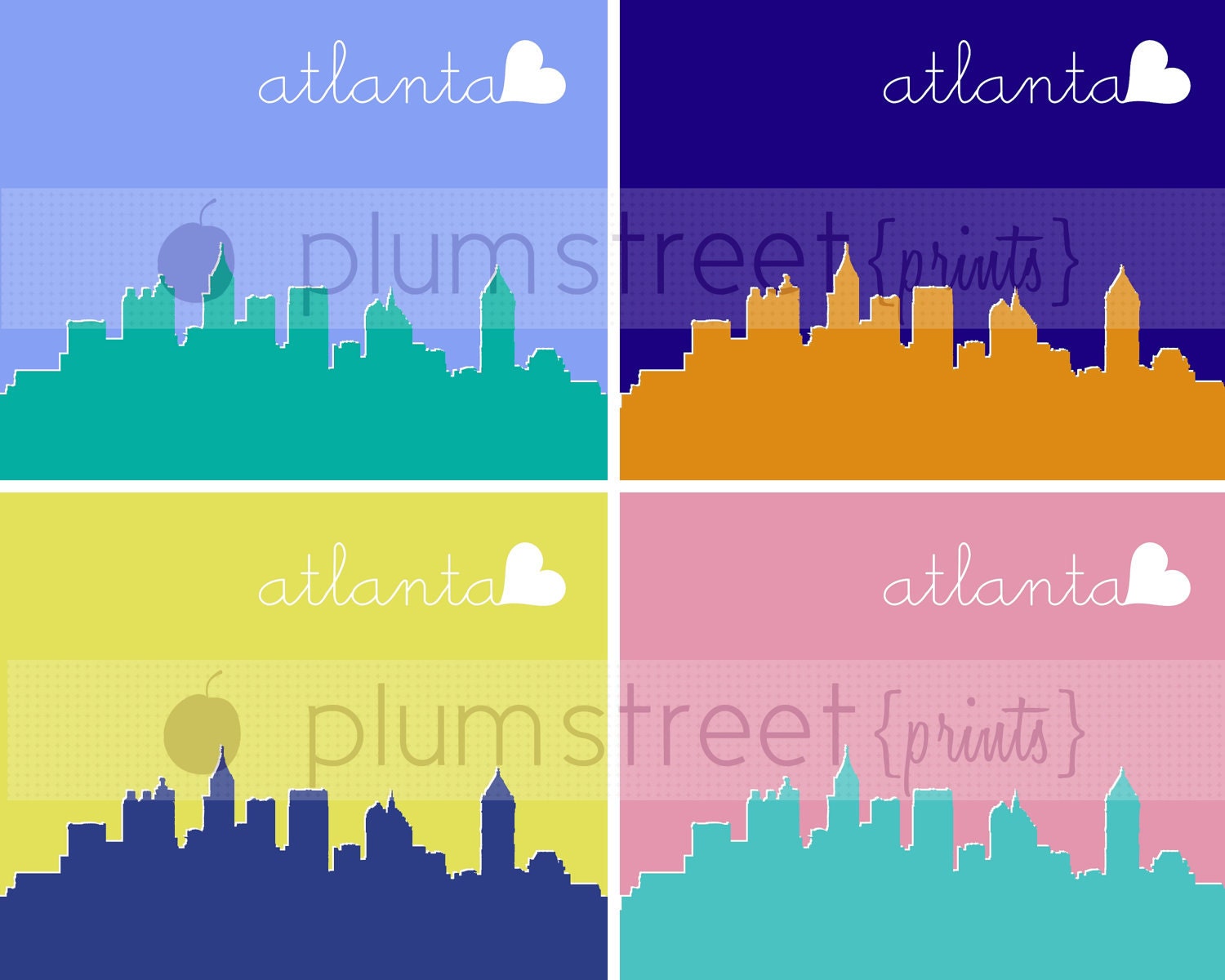 Modern Atlanta Skyline Print - Printable 8x10