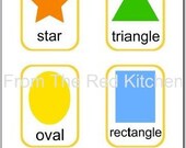 Shapes Flashcards PDF (16 colorful basic and geometric shapes included)