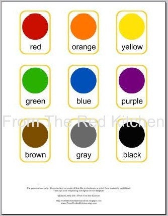 Colors Flashcards PDF (11 basic colors including white and black)