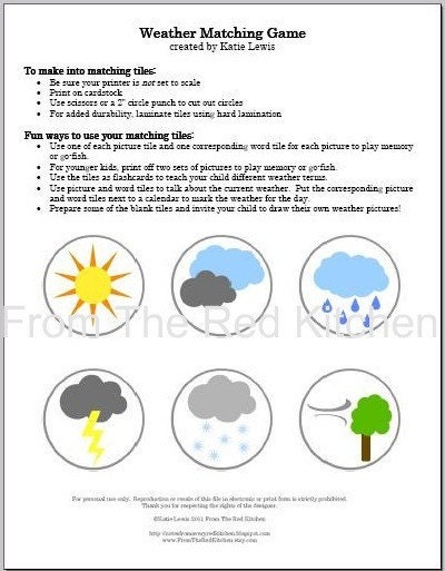 Weather Matching Game PDF - FromTheRedKitchen