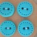 Handmade Buttons set of 4--Teal with dotted edge -- HALF OFF
