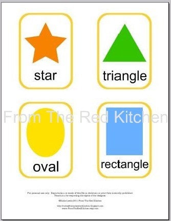 Shapes Flashcards PDF (16 colorful basic and geometric shapes included)