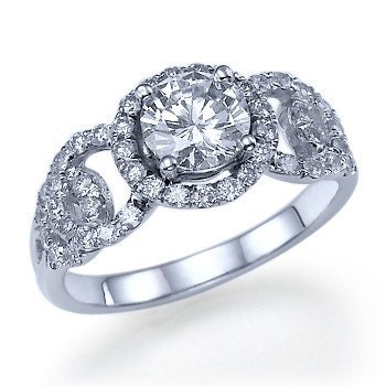 1.00 carats Round Cut Diamond Engagement Ring 14k White Gold