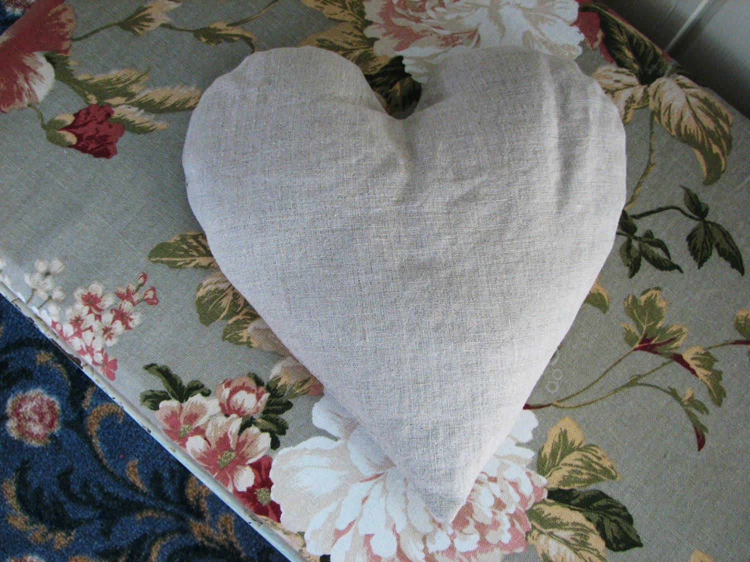 Linen Heart Shaped Sachet Filled with Lavendar and Buckwheat