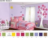 Paint Kit for Tree Garden Wall Mural in Baby Nursery and Girls Room, Acrylic Paints
