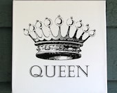 Queen Crown on White Canvas Block - 5x5