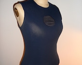 Vintage Tank Top Navy Blue Stretch Jersey Round Peep Hole circa 1991 Versus