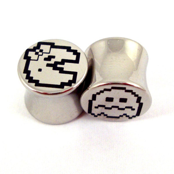 Ghost-in-Trouble Double Flared Plugs - Stainless Steel - 2g 0g 00g 7/16" (11 mm) 1/2" (13mm) 9/16" (14mm) 5/8" (16mm) - Metal Gauges