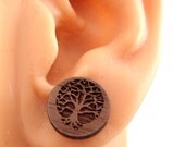 Tree of Life Sustainable Wooden Post Earrings - Walnut Wood Studs