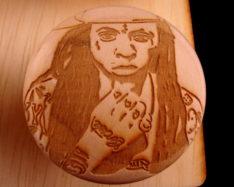 Lil Wayne Etched Wooden Cabinet Knobs - Set of 6