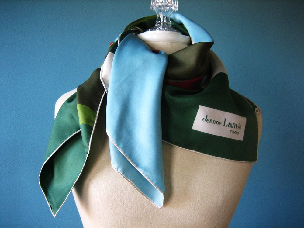 Vintage LANVIN scarf/ square silk scarf/ gorgeous