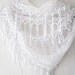 Snow White Cotton Organic Scarf With Fringed Lace, Wedding, Gift